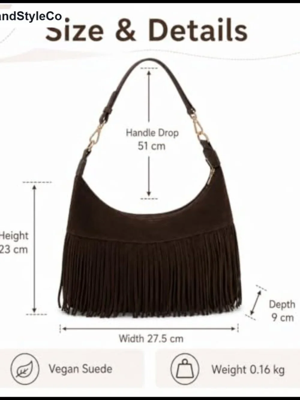 Fringe Hobo Bag Shoulder Crossbody Vegan Suede Tassel Purse Women
